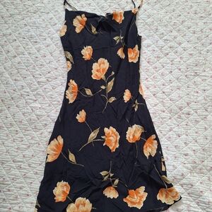 Audrey 3+1 Black and Orange Floral Mini Dress